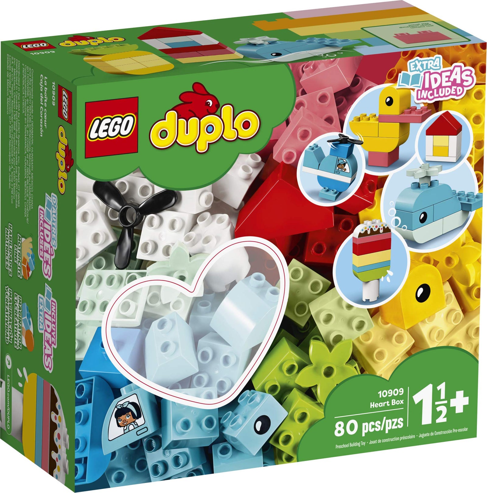 LEGO DUPLO Classic Heart Box 10909 First Building Playset and Learning Toy for Toddlers, Great Preschooler’s Developmental Toy (80 Pieces)