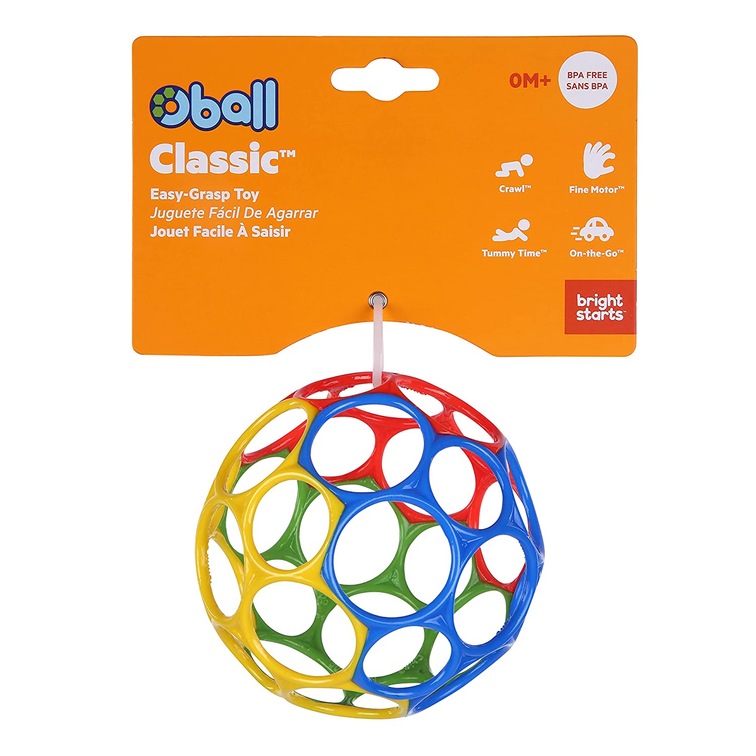 Oball Classic Ball - Red, Yellow, Green, Blue, Ages Newborn +