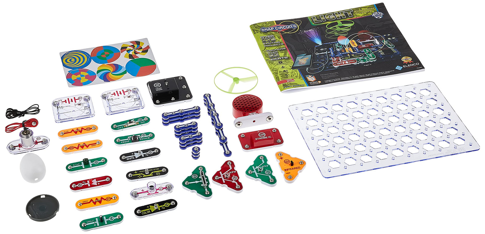 Snap Circuits LIGHT Electronics Exploration Kit | Over 175 Exciting STEM Projects | Full Color Project Manual | 55+ Snap Circuits Parts | STEM Educational Toys for Kids 8+,Multi