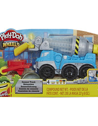 Play-Doh Wheels Cement Truck Toy for Kids Ages 3 & Up with Non-Toxic Cement-Colored Buildin' Compound Plus 3 Colors
