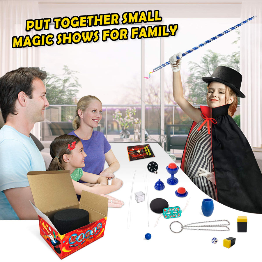 Heyzeibo Magic Kit for Kids - Magic Tricks Games Toy for Girls & Boys, Magician Pretend Play Dress Up Set with Magic Wand & More Magic Tricks, Instruction Manual, for Beginners Toddlers