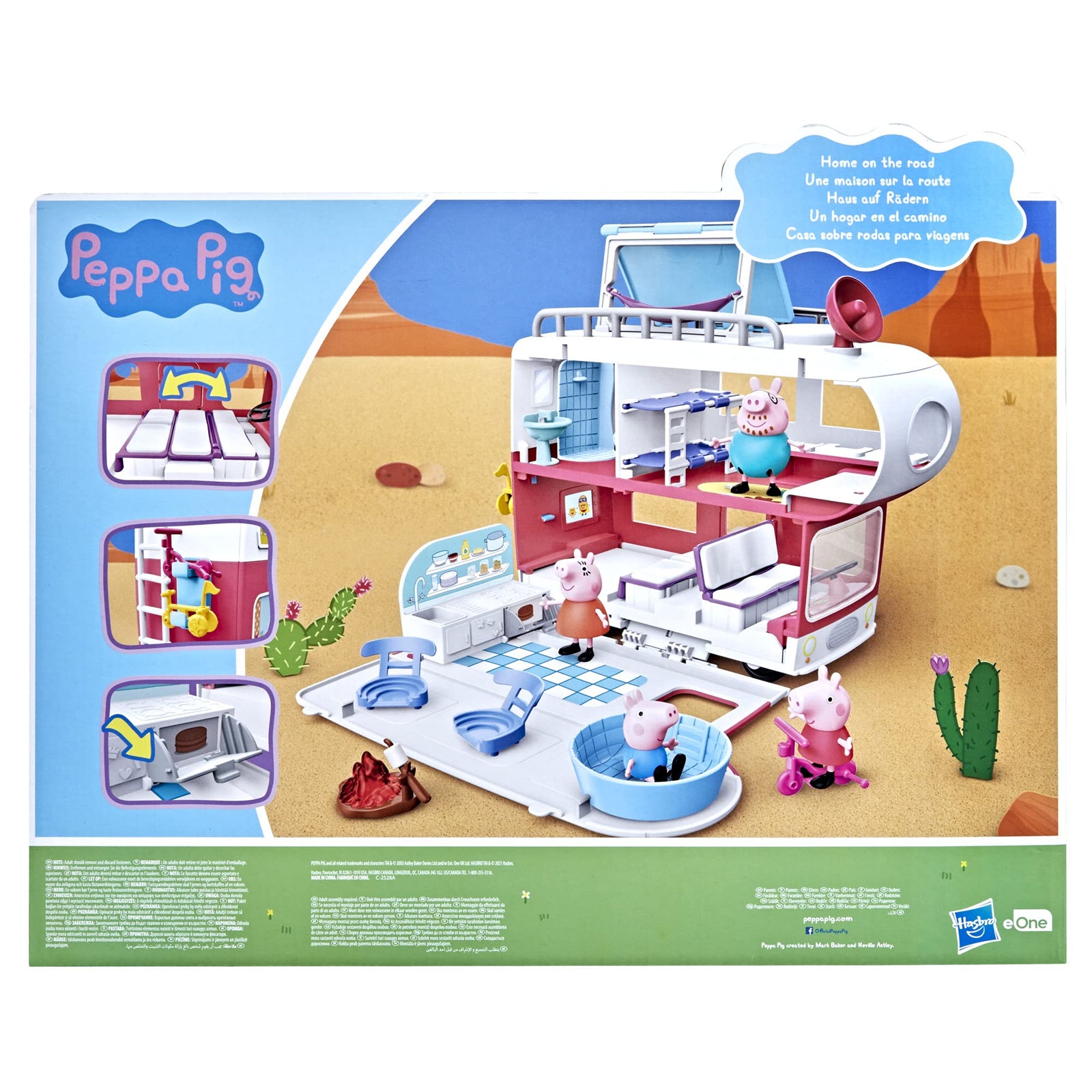 Peppa Pig Peppa’s Adventures Peppa’s Family Motorhome Preschool Toy, Vehicle to RV Playset, Plays Sounds and Music, Ages 3 and up