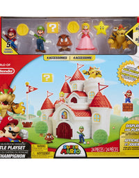 Super Mario 70843-4L Nintendo Super Mario Deluxe Mushroom Kingdom Castle Playset with 5 2.5" Articulated Action Figures & 4 Accessories (Includes Mario, Luigi, Princess Peach, Bowser)
