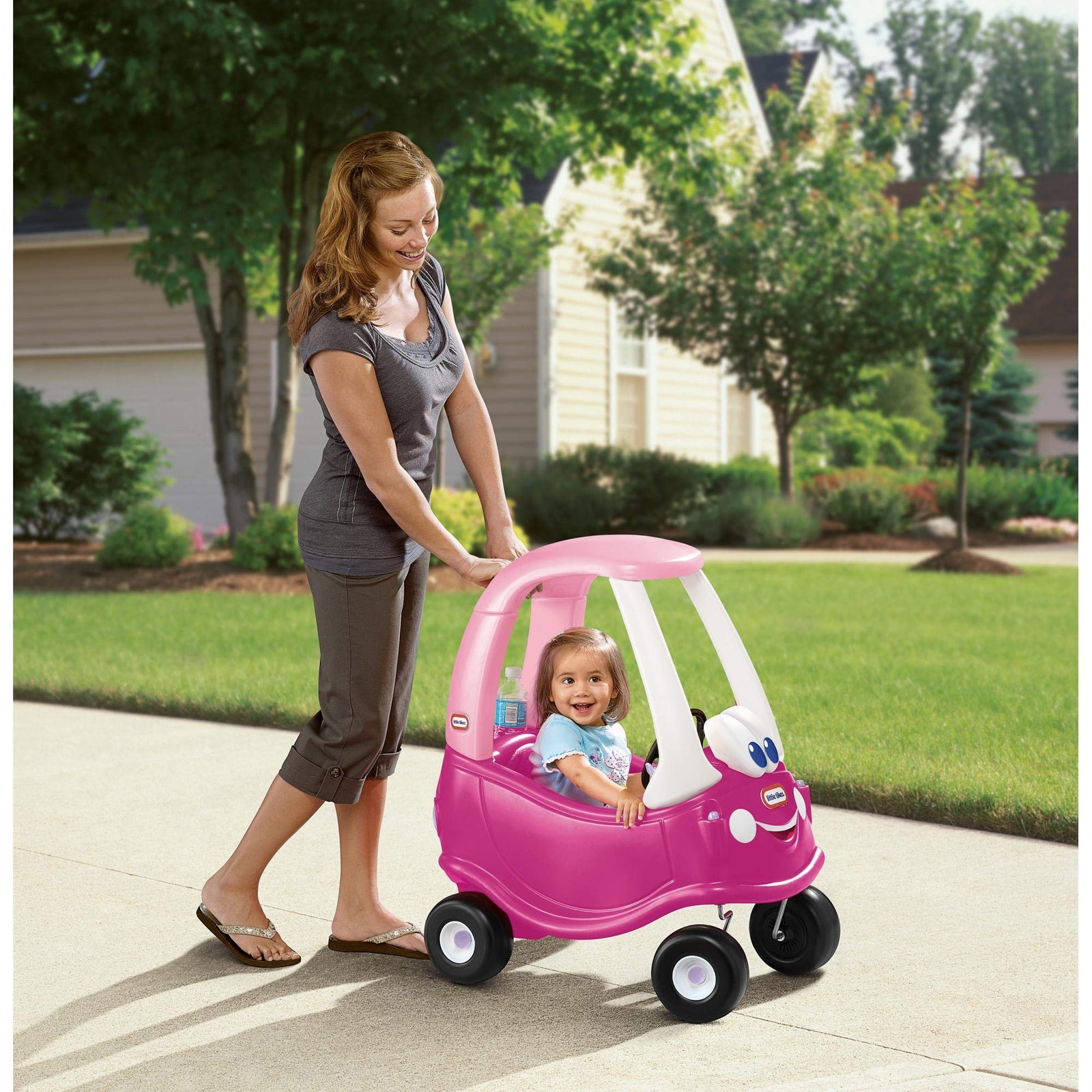 Little Tikes Princess Cozy Coupe Ride-On Toy - Toddler Car Push and Buggy Includes Working Doors, Steering Wheel, Horn, Gas Cap, Ignition Switch - For Boys and Girls Active Play , Pink