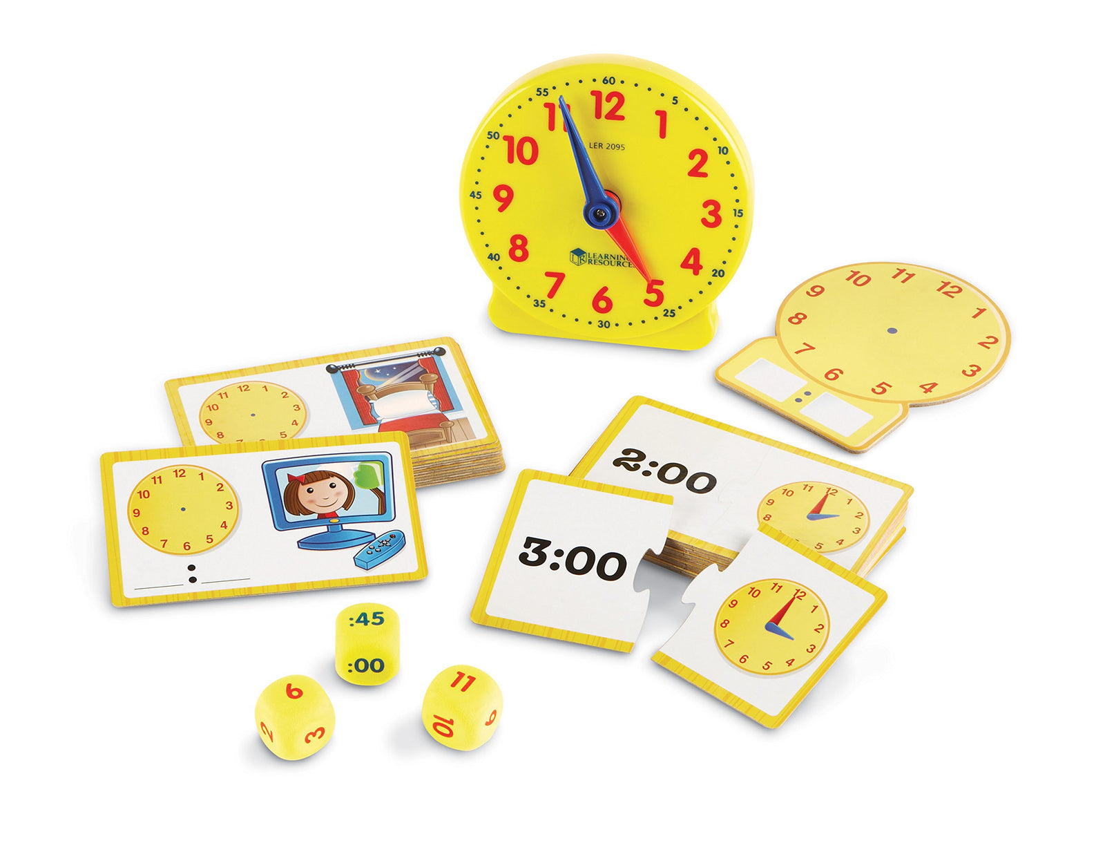 Learning Resources Time Activity Set, Homeschool, Back to School Activities, School Preparation Toys, Analog Clock, Tactile Learning, 41 Pieces, Ages 5+