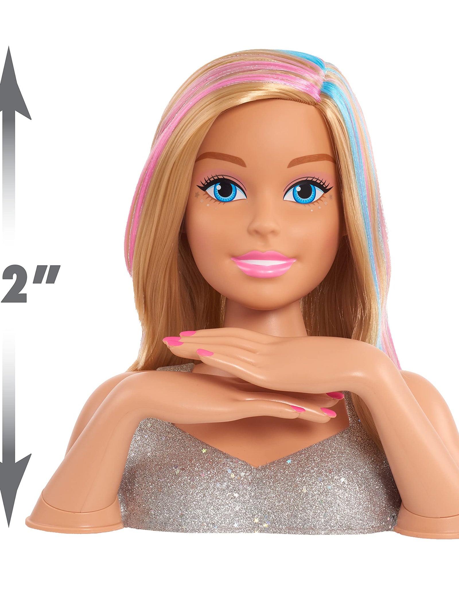 Barbie Deluxe 20-Piece Glitter and Go Styling Head, Blonde Hair and Unicorn Headband, by Just Play