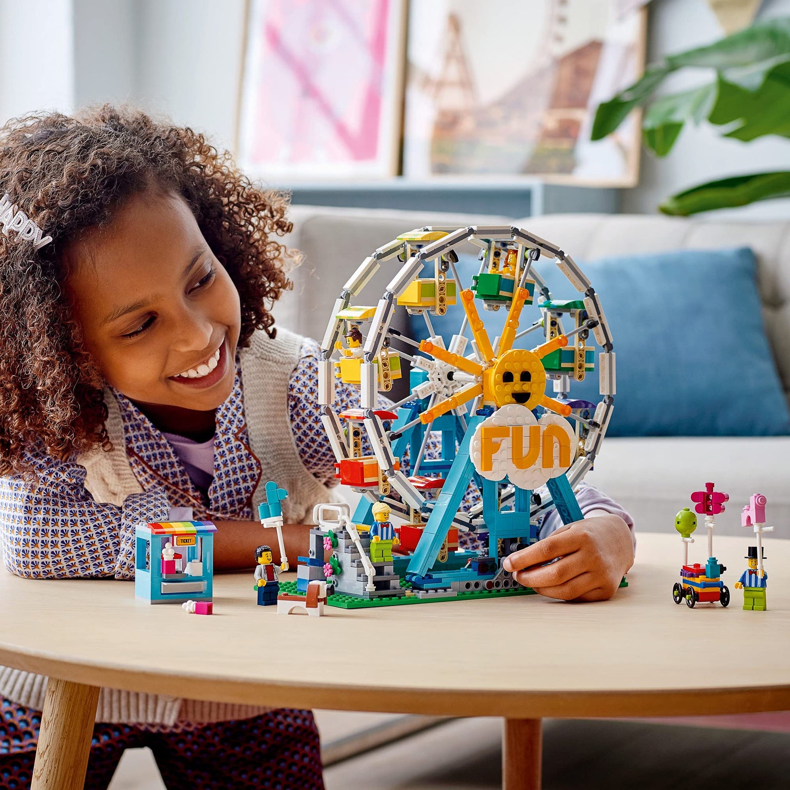 LEGO Creator 3in1 Ferris Wheel 31119 Building Kit with Rebuildable Toy Bumper Cars, Boat Swing and 5 Minifigures; New 2021 (1,002 Pieces)