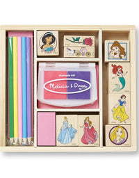 Melissa & Doug Disney Princess Wooden Stamp Set: 9 Stamps, 5 Colored Pencils, and 2-Color Stamp Pad
