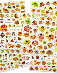 Thanksgiving Stickers for Kids 8 Sheets Thanksgiving Day Party Supply Classroom Reward
