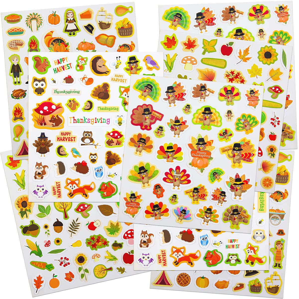 Thanksgiving Stickers for Kids 8 Sheets Thanksgiving Day Party Supply Classroom Reward