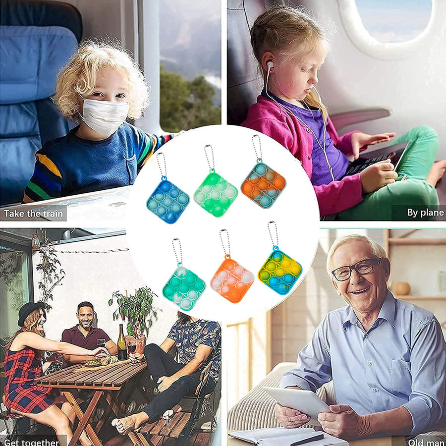 BINGLALA 15 Pcs Simple Fidget Toy Pop Fidget Toy Mini Stress Relief Hand Toys Keychain Toy Push Pop Bubble Wrap Pop Anxiety Stress Reliever Office Desk Toy for Kids Adults