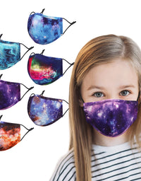 Kids Cloth Face Masks, 3 Ply Reusable Breathable Washable Mask with Adjustable Ear Loops, and Filter Pocket for Boys Girls
