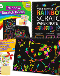 ZMLM Scratch Paper Art Notebooks - Rainbow Scratch Off Art Set for Kids Activity Color Book Pad Black Magic Art Craft Supplies Kits for Girls Boys Birthday Party Favor Game Christmas Toys Gift
