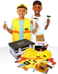 BLACK+DECKER Kids Tool Set Pretend Play Trunk with Tool Box, Construction Vest & Hard Hat – 22 Piece Set [Amazon Exclusive]
