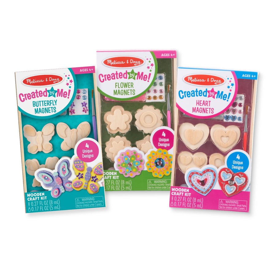 Melissa & Doug Paint & Decorate Your Own Wooden Magnets Craft Kit – Butterflies, Hearts, Flowers