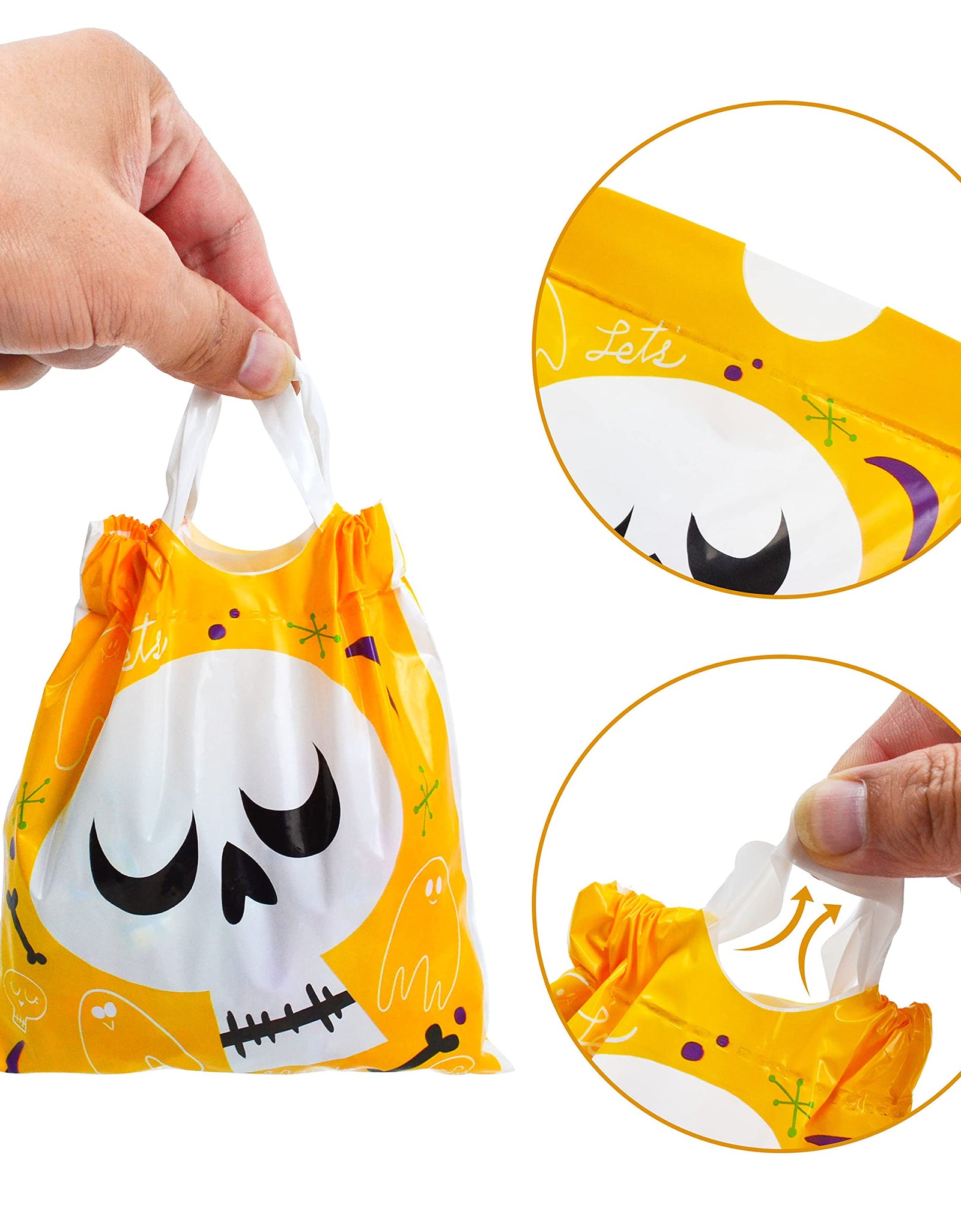 JOYIN 108 Pcs Halloween Drawstring Treat Bags with 9 Character Designs, Mini Halloween Goodie Gift Bags, Trick or Treat Candy Bags for Halloween Party Favor