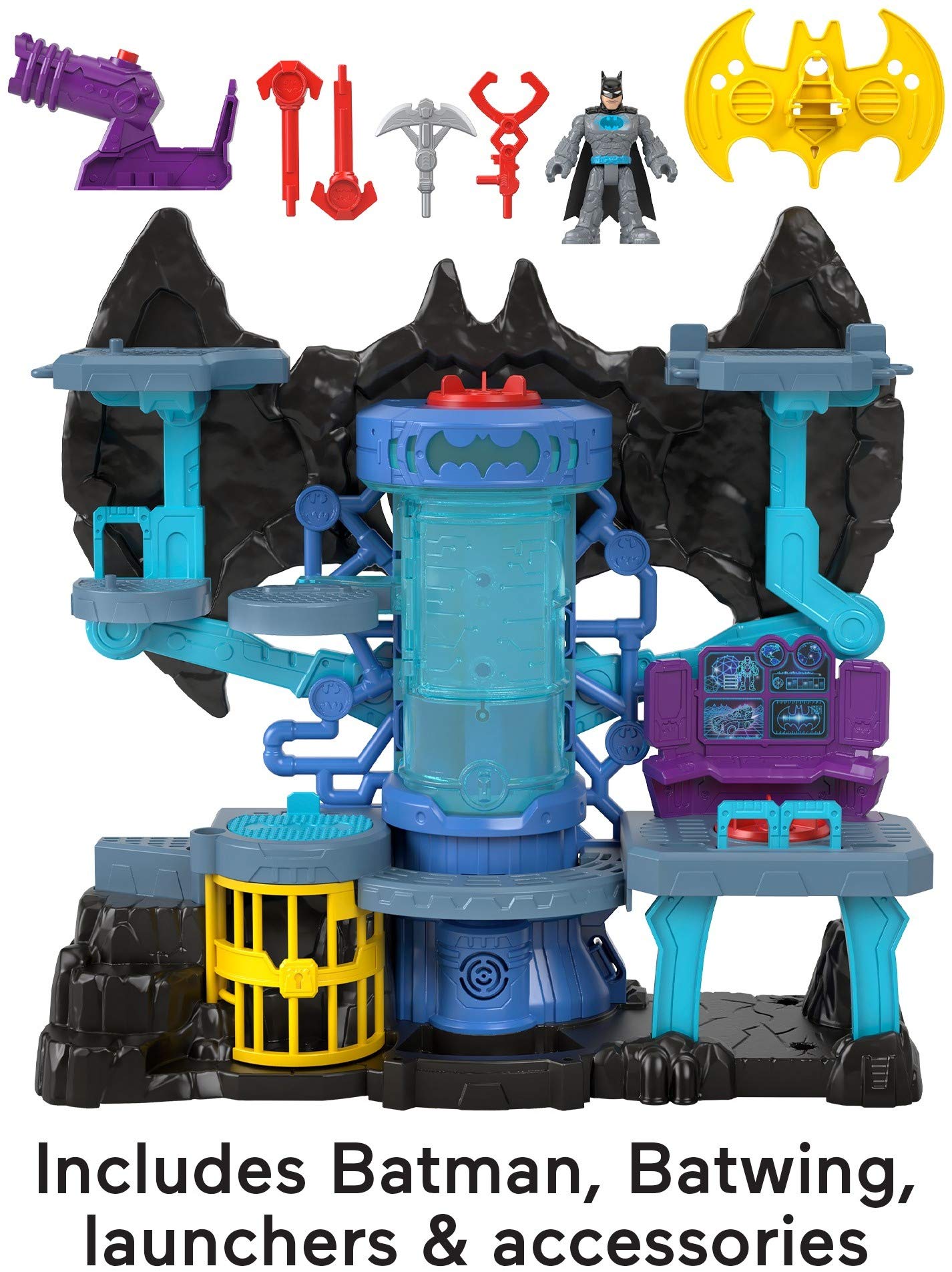 Fisher-Price Imaginext DC Super Friends Bat-Tech Batcave, Batman playset with Lights and Sounds for Kids Ages 3 to 8 Years