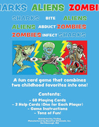 Sharks Aliens Zombies: Fun Card Game for Kids Played Like Rock Paper Scissors War for Boys Girls Family Game Night Gift Giving
