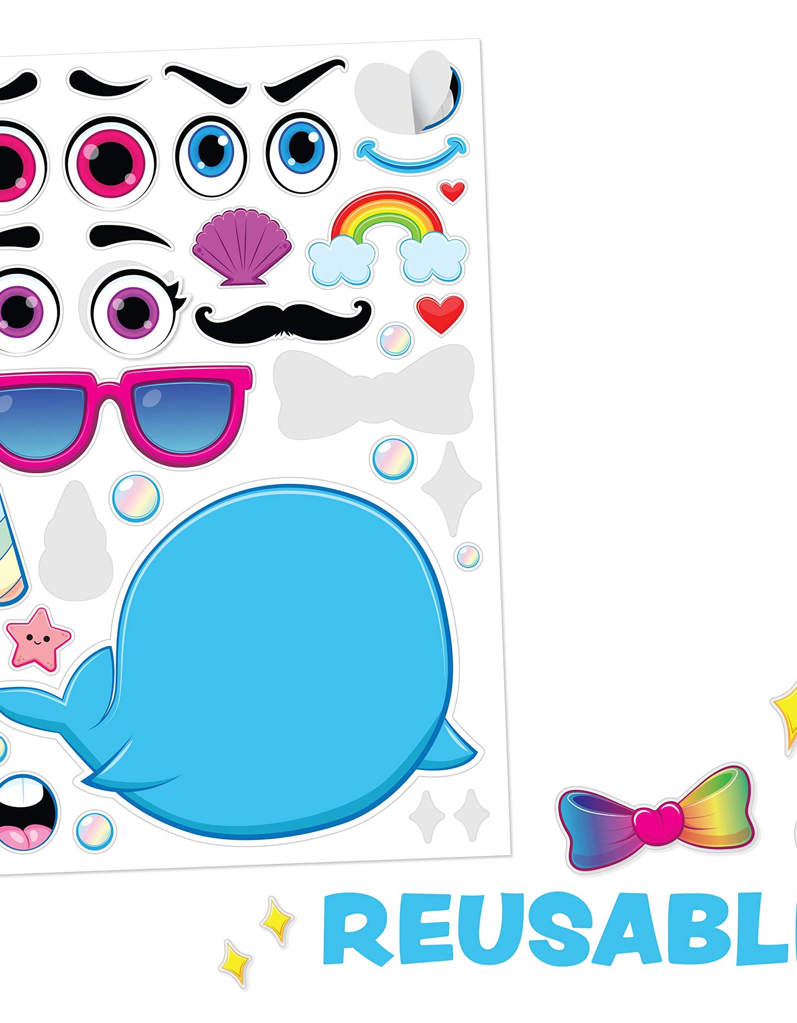 JOYIN 36 PCS Make-a-face Sticker Sheets Make Your Own Animal Mix and Match Sticker Sheets with Safaris, Sea and Fantasy Animals Kids Party Favor Supplies Craft