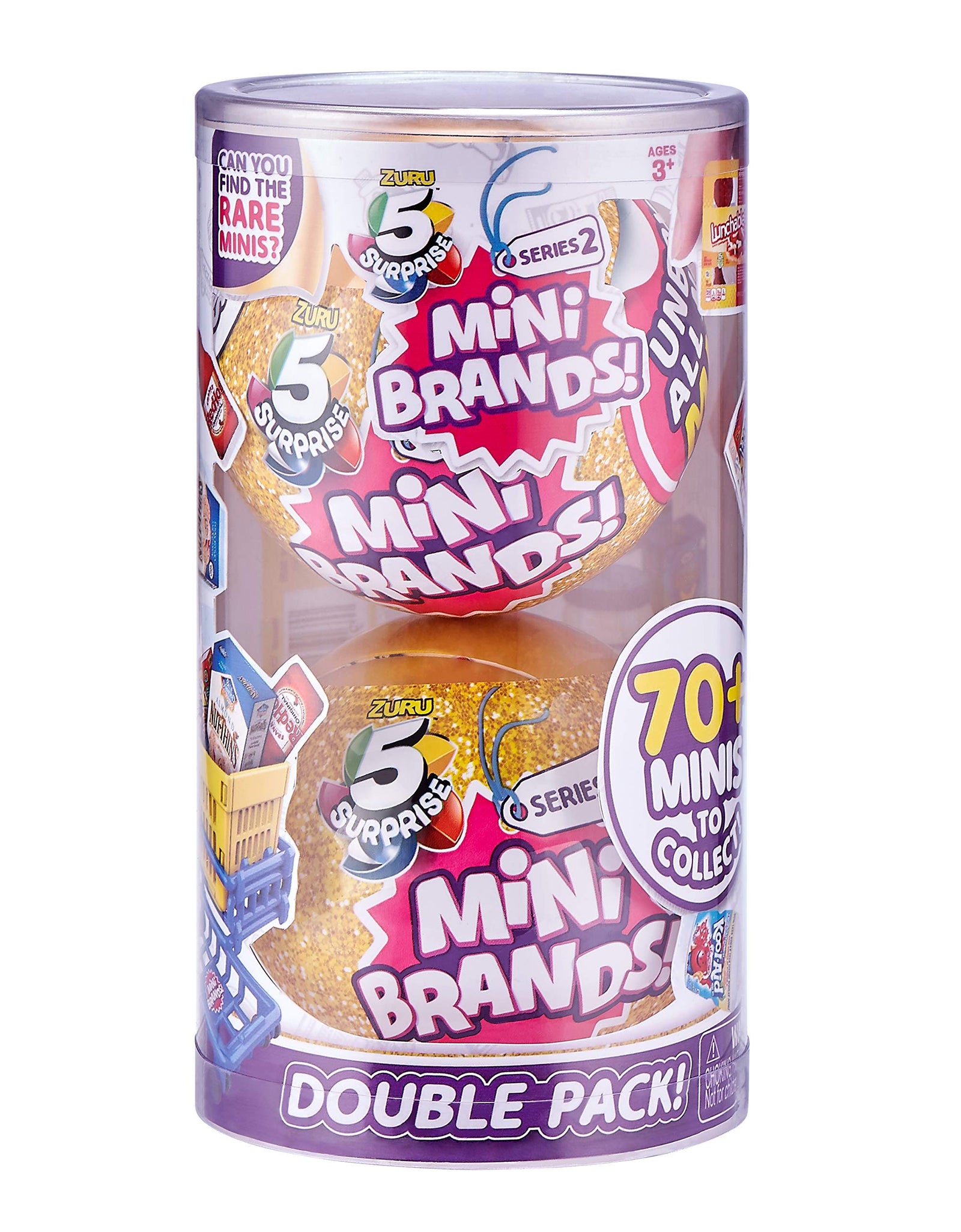 5 Surprise Mini Brands Mystery Capsule Real Miniature Brands Collectible Toy (2 Pack) (PVC Tube Packaging) by ZURU, Gold