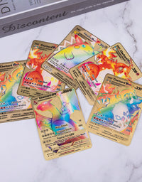 3Pcs Pokemon Metal Gold Plated Card - Charizard/Golden Vmax DX GX Ultra Rare Collection Cards, Best Gift for Collectors, Kids.
