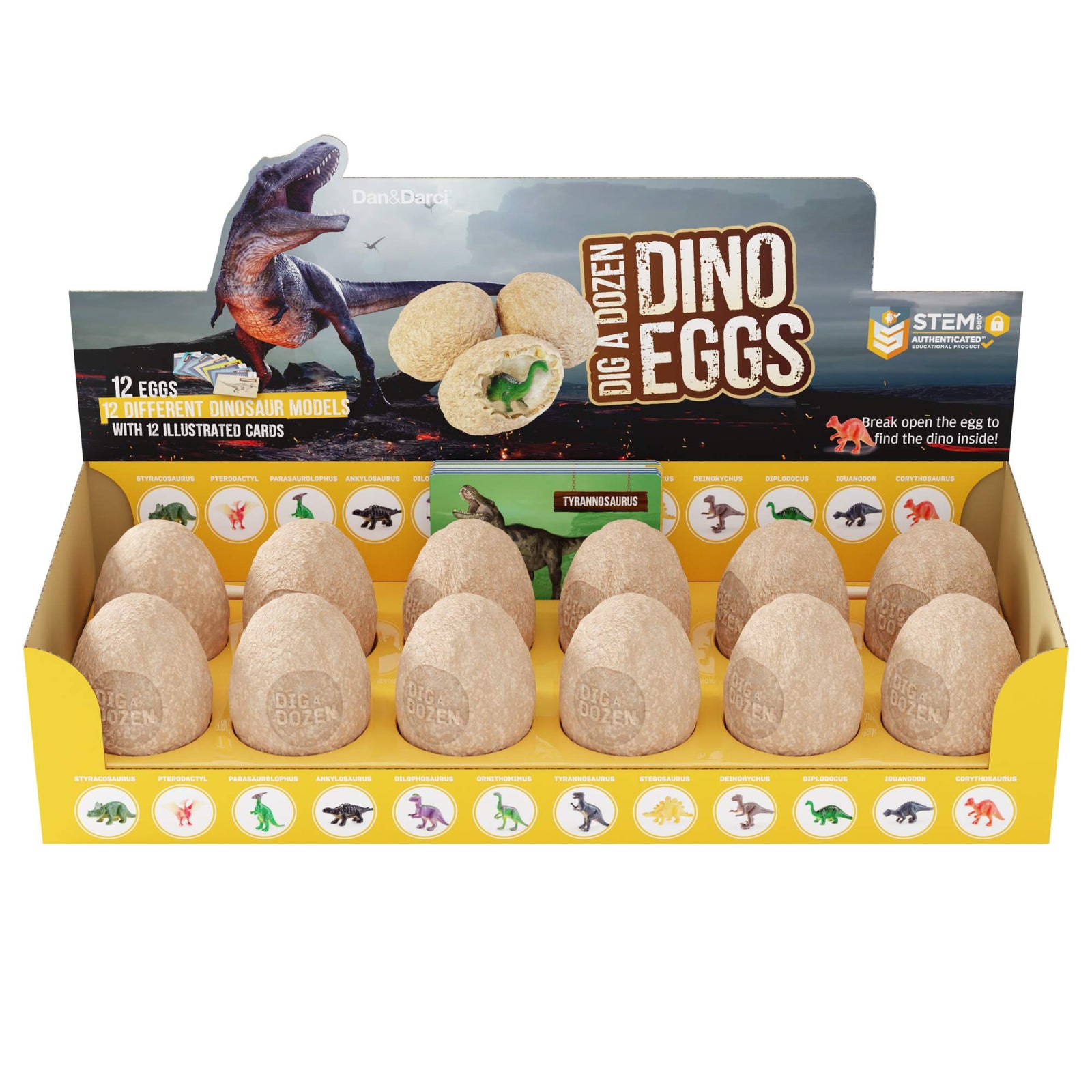 Dig a Dozen Dino Egg Dig Kit - Easter Egg Dinosaur Toys for Kids - Dig up 12 Eggs & Discover Surprise Dinosaurs. Science STEM Activities - Educational Gifts for Boys & Girls Age 3-5 5-7 8-12 Year Old