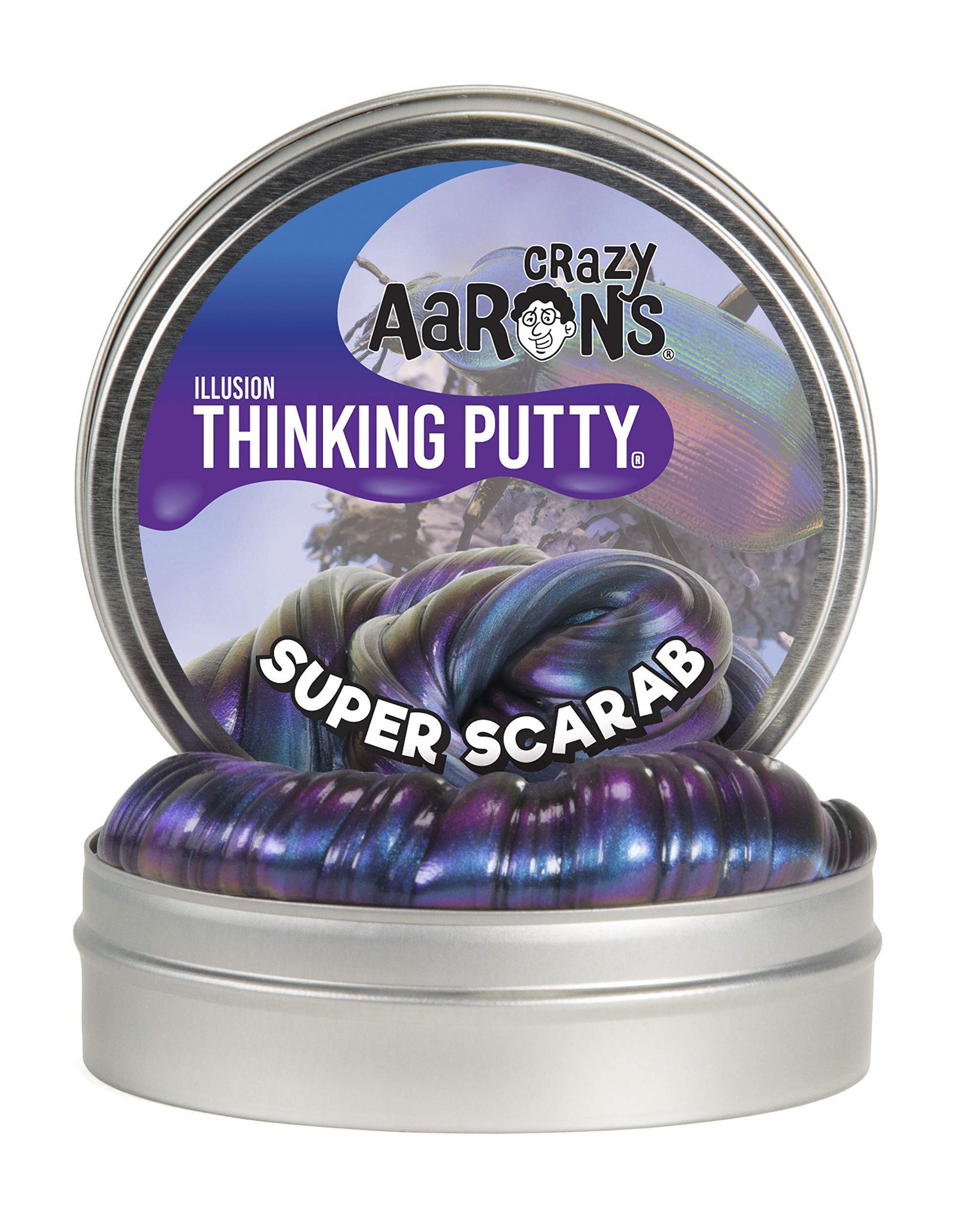 Crazy Aaron's Thinking Putty 4" Tin - Super Illusions Super Scarab - Multi-Color Putty, Soft Texture - Never Dries Out
