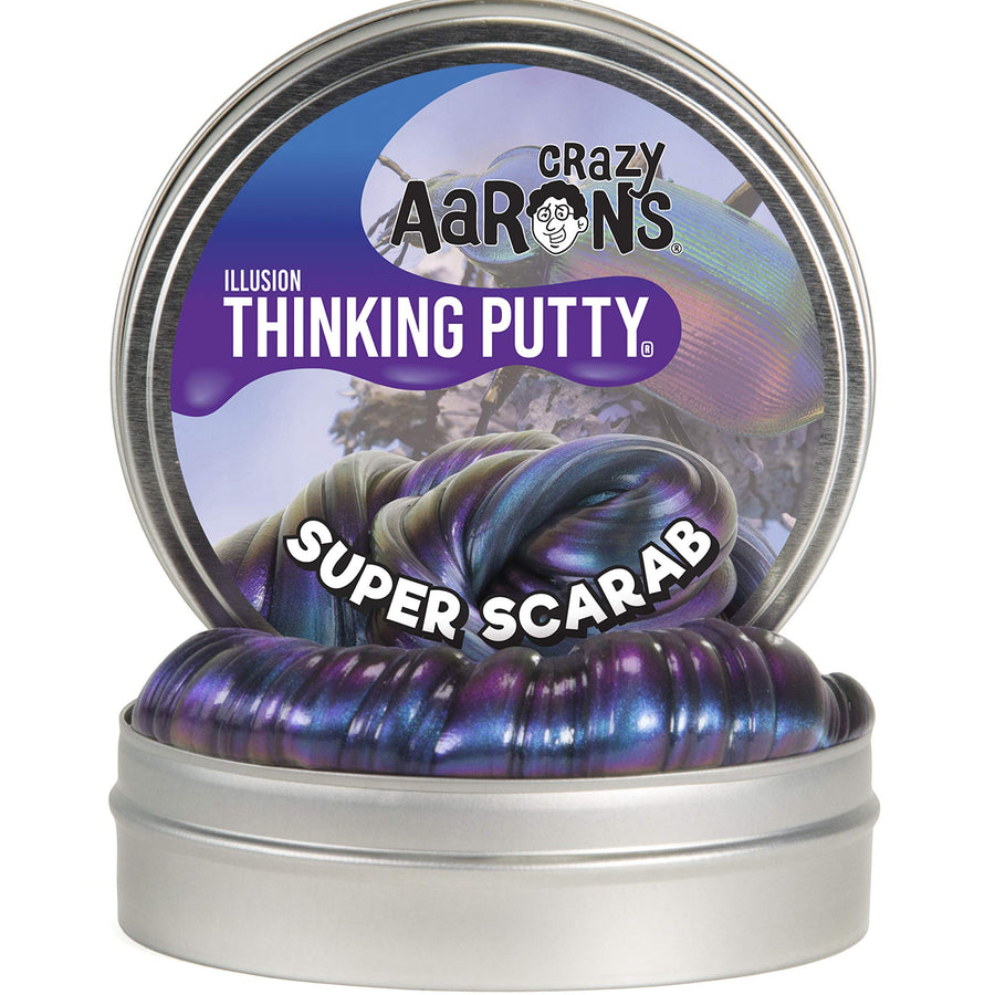 Crazy Aaron's Thinking Putty 4" Tin - Super Illusions Super Scarab - Multi-Color Putty, Soft Texture - Never Dries Out