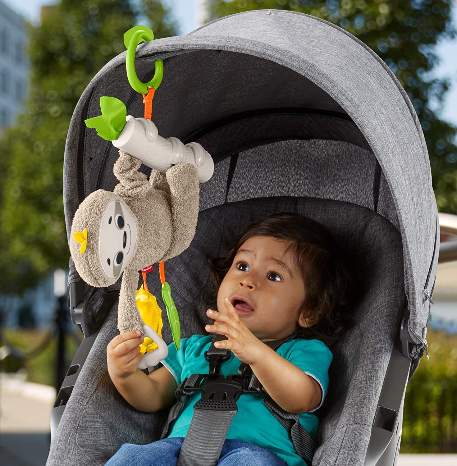 Fisher-Price Slow Much Fun Stroller Sloth 0+ kids , Brown/Yellow/Green