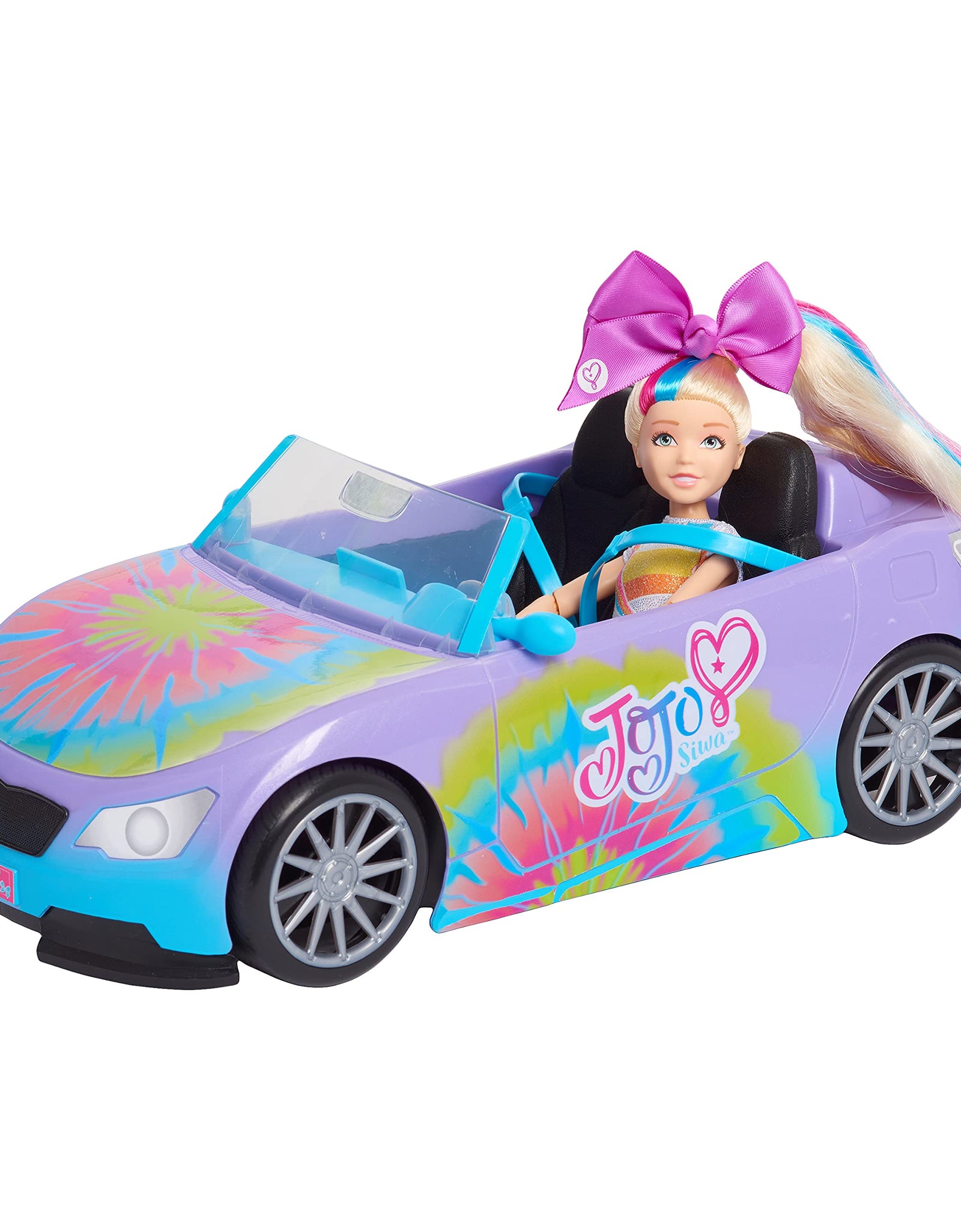JoJo Siwa California Cruiser, Doll Car, Rainbow Tie-Dye, Fits Two Fashions Dolls, Amazon Exclusive, by Just Play