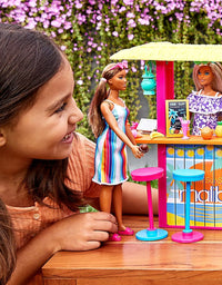 Barbie Loves The Ocean Beach Shack Playset with 18+ Accessories, Made from Recycled Plastics, Gift for 3 to 7 Year Olds
