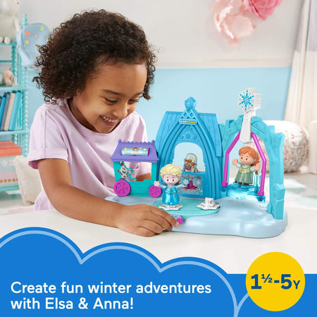 Disney Frozen Arendelle Winter Wonderland by Little People, ice skating playset with Anna and Elsa figures for toddlers and preschool kids