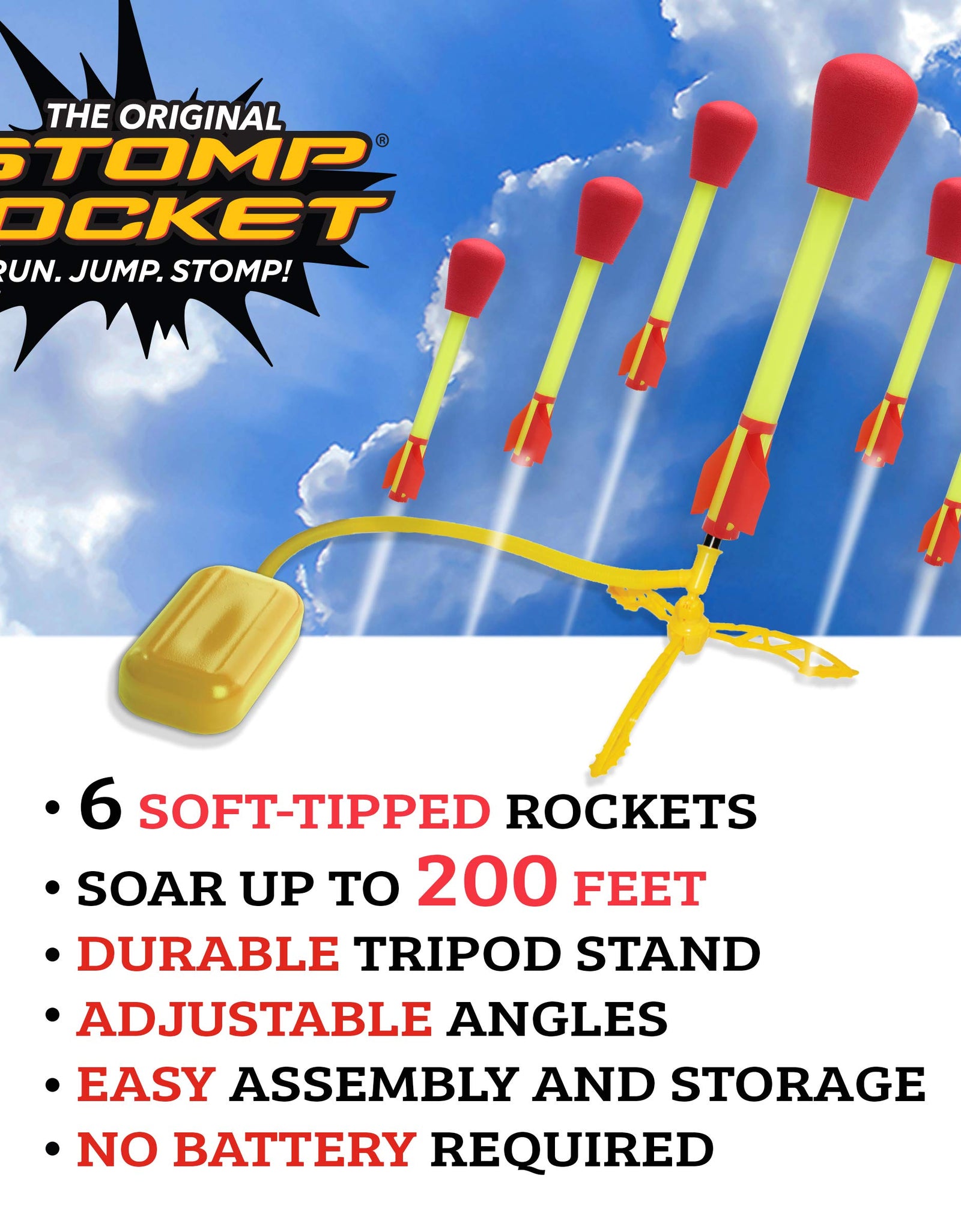 The Original Stomp Rocket Ultra Rocket Launcher with Ultra Refill Pack, 6 Rockets and Toy Air Rocket Launcher - Outdoor Rocket STEM Gift for Boys and Girls Ages 5 Years and Up - Great for Outdoor Play