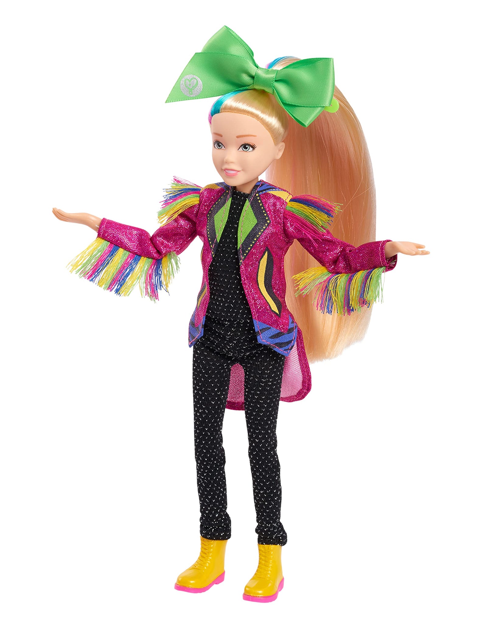 JoJo Siwa 10 Inch Singing Doll, Sings Hit Song Titled Non-Stop, Pink Jacket with Rainbow Fringe, by Just Play