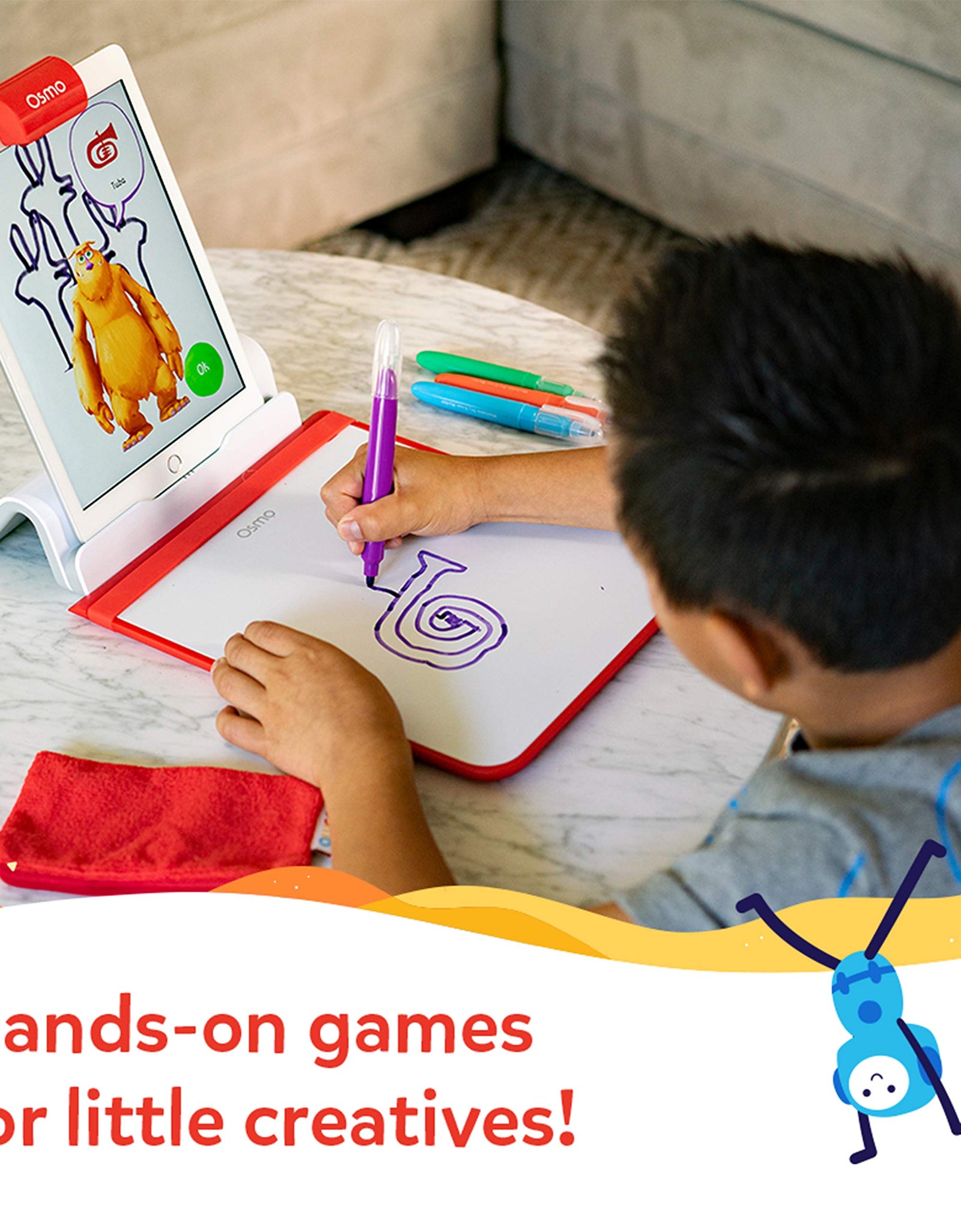 Osmo - Creative Starter Kit for iPad - 3 Educational Learning Games - Ages 5-10 - Drawing, Word Problems & Early Physics - STEM Toy (Osmo Base Included)