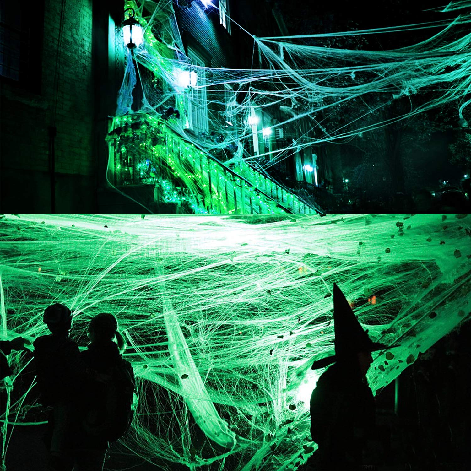 1000 sqft Halloween Spider Web Decorations, VIRIITA Super Stretch Fake Spider Webs, White Webbing Spooky Cobwebs Halloween Supplies for Halloween Party Decorations Bar Haunted House