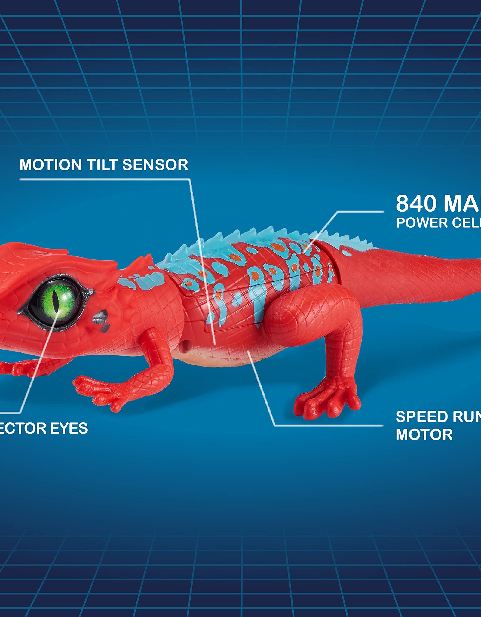 Robo Alive Lurking Lizard Battery-Powered Robotic Toy (Red + Blue) Series 2, Small