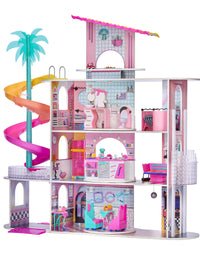 LOL Surprise OMG House of Surprises – New Real Wood Dollhouse with 85+ Surprises, 4 Floors, 10 Rooms, Elevator, Spiral Slide, Pool, Movie Theater Drive Thru, Rooftop- Toy Gift for Girls Ages 4 5 6 7+
