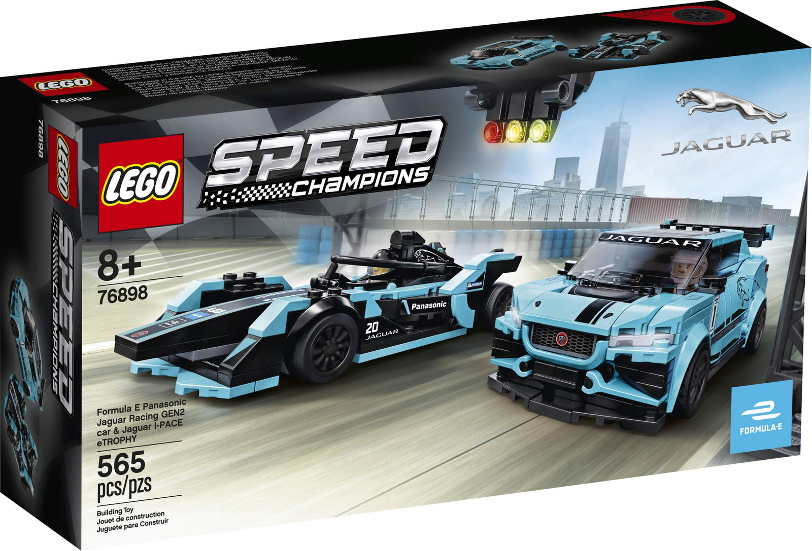 LEGO Speed Champions Formula E Panasonic Jaguar Racing Gen2 car and Jaguar I-PACE eTROPHY 76898 Building Kit (564 Pieces)