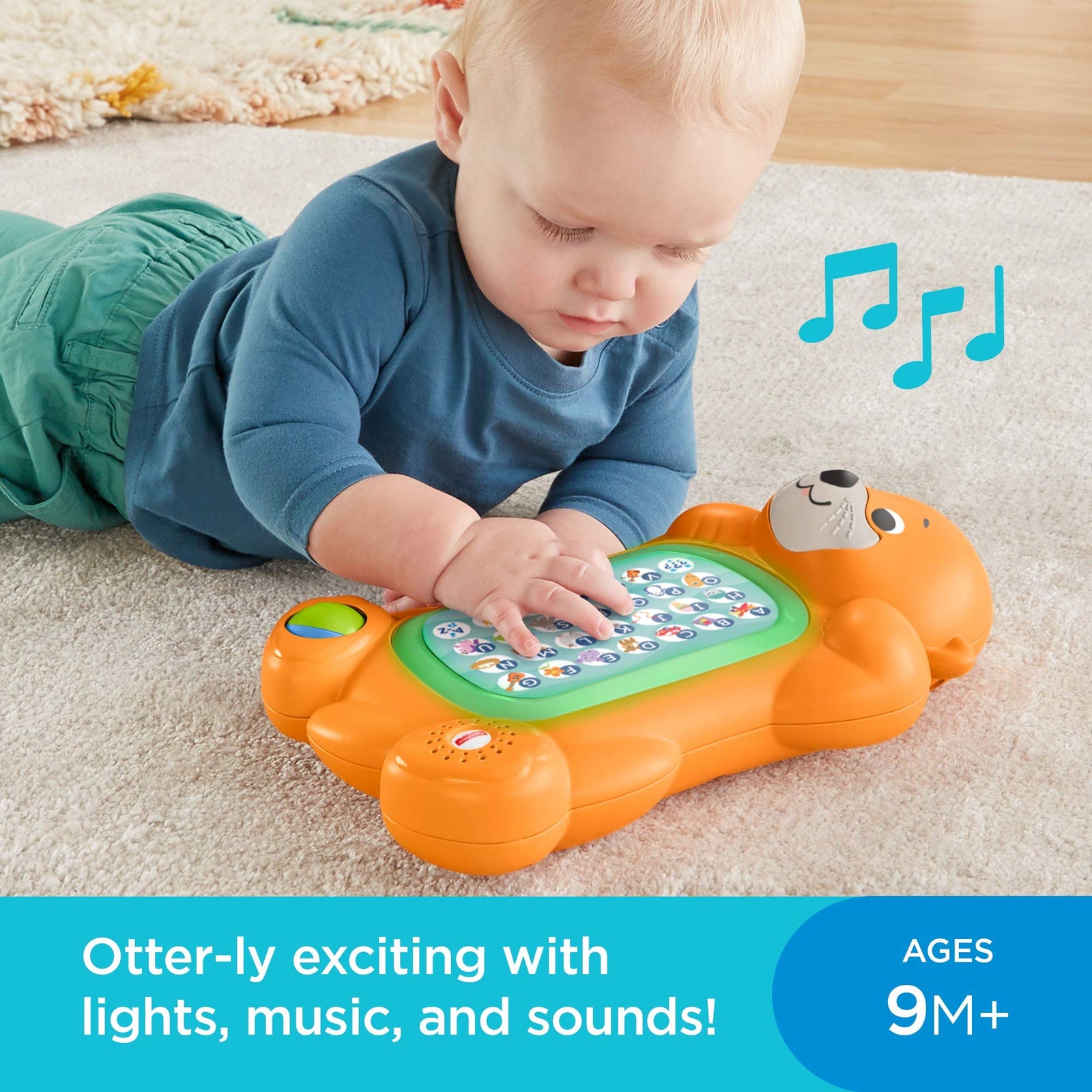 Fisher-Price Linkimals A to Z Otter - Interactive Educational Toy with Music & Lights for Baby Ages 9 Months & Up, Multicolor