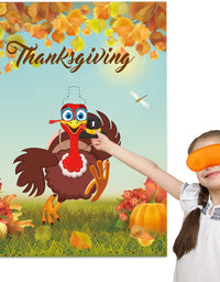 GEGEWOO Pin the Hat on the Turkey Thanksgiving Party Game Thanksgiving Games Festive Fall Party for Kids Thanksgiving Turkey Pin Game with Reusable Stickers Turkey Party Supplies Activities

