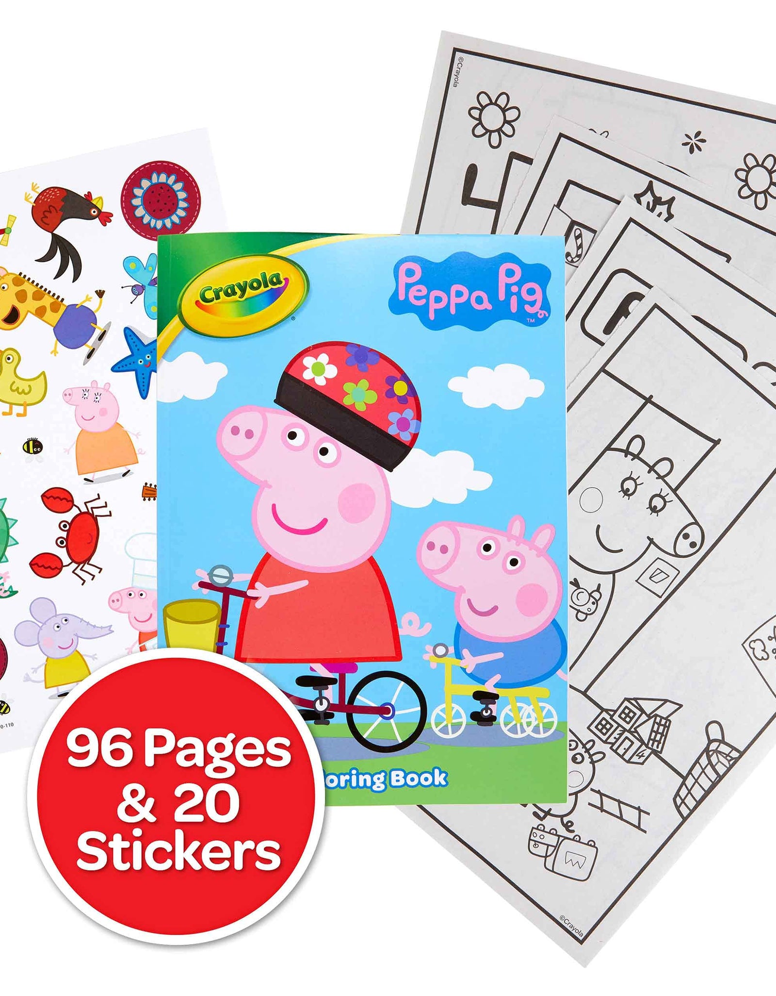 Crayola Peppa Pig Coloring Book with Stickers, Gift for Kids, 96 Pages, Ages 3, 4, 5, 6