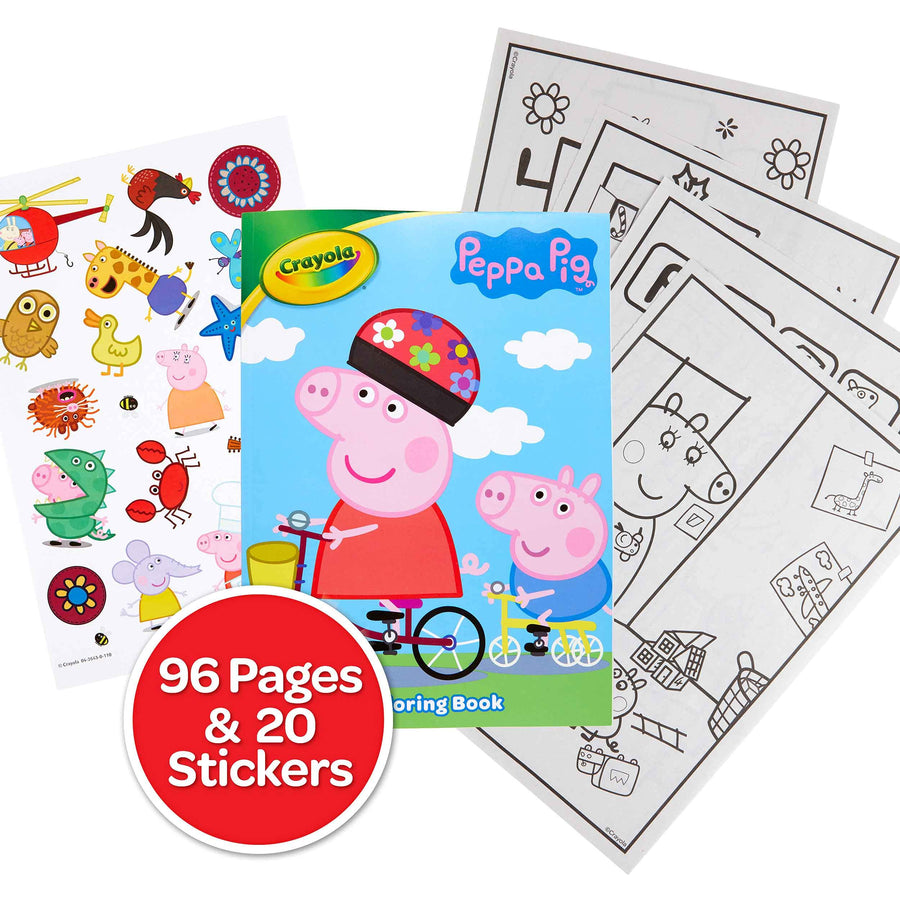 Crayola Peppa Pig Coloring Book with Stickers, Gift for Kids, 96 Pages, Ages 3, 4, 5, 6