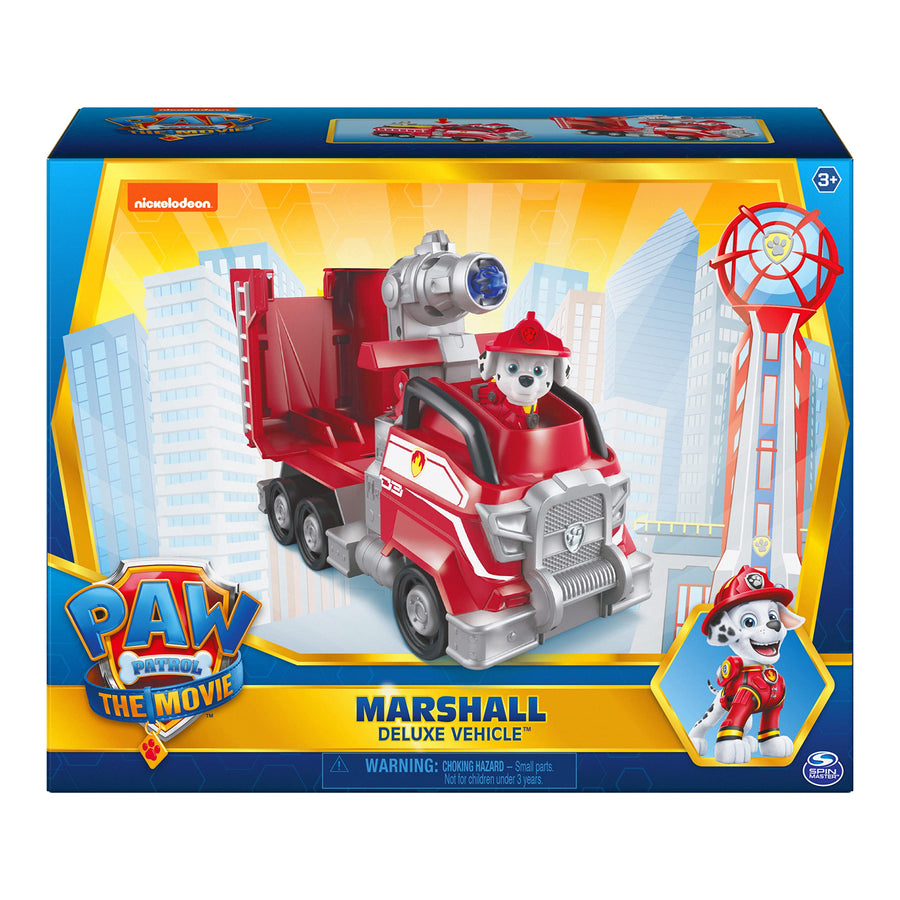 Paw Patrol, Marshall’s Deluxe Movie Transforming Fire Truck Toy Car with Collectible Action Figure, Kids Toys for Ages 3 and up
