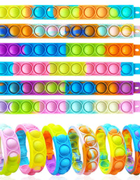 12PCS Push Pop Fidget Toy Fidget Bracelet, Durable and Adjustable, Multicolor Stress Relief Finger Press Bracelet for Kids and Adults ADHD ADD Autism (Option 1)
