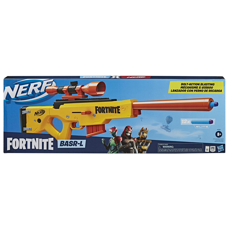 Nerf Fortnite BASR-L Bolt Action, Clip Fed Blaster -- Includes Removable Scope, 6-Dart Clip and 12 Official Nerf Elite Darts