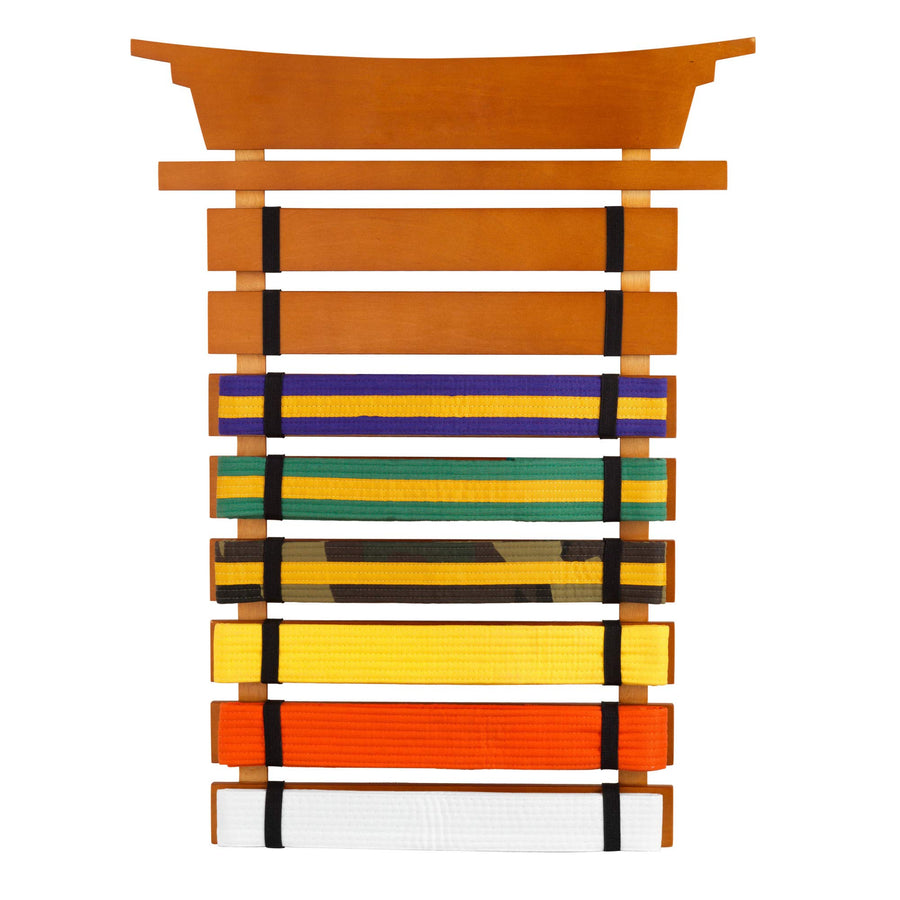 KidKraft Martial Arts Wooden Belt Holder Hanging Display for 8 Belts (Unpersonalized) 24.5 Inch