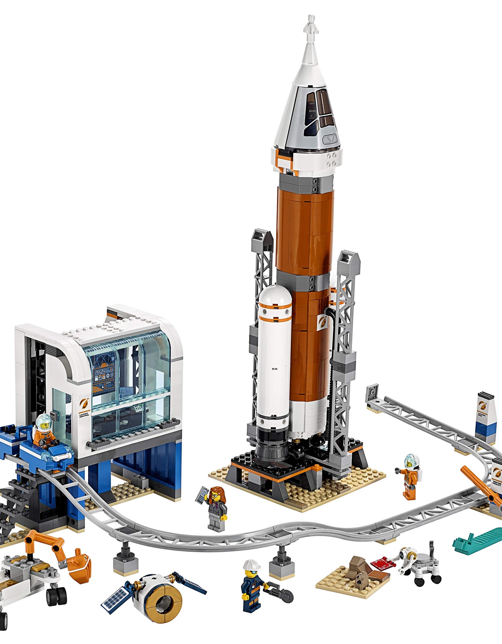 LEGO City Space Deep Space Rocket and Launch Control 60228 Model Rocket Building Kit with Toy Monorail, Control Tower and Astronaut Minifigures, Fun STEM Toy for Creative Play (837 Pieces)