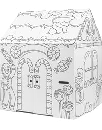 Easy Playhouse Gingerbread House - Kids Art & Craft for Indoor Fun, Color Favorite Holiday Sweets & Winter Friends– Decorate & Personalize a Cardboard Fort, 32" X 26. 5" X 40. 5" - Made in USA, Age 3+
