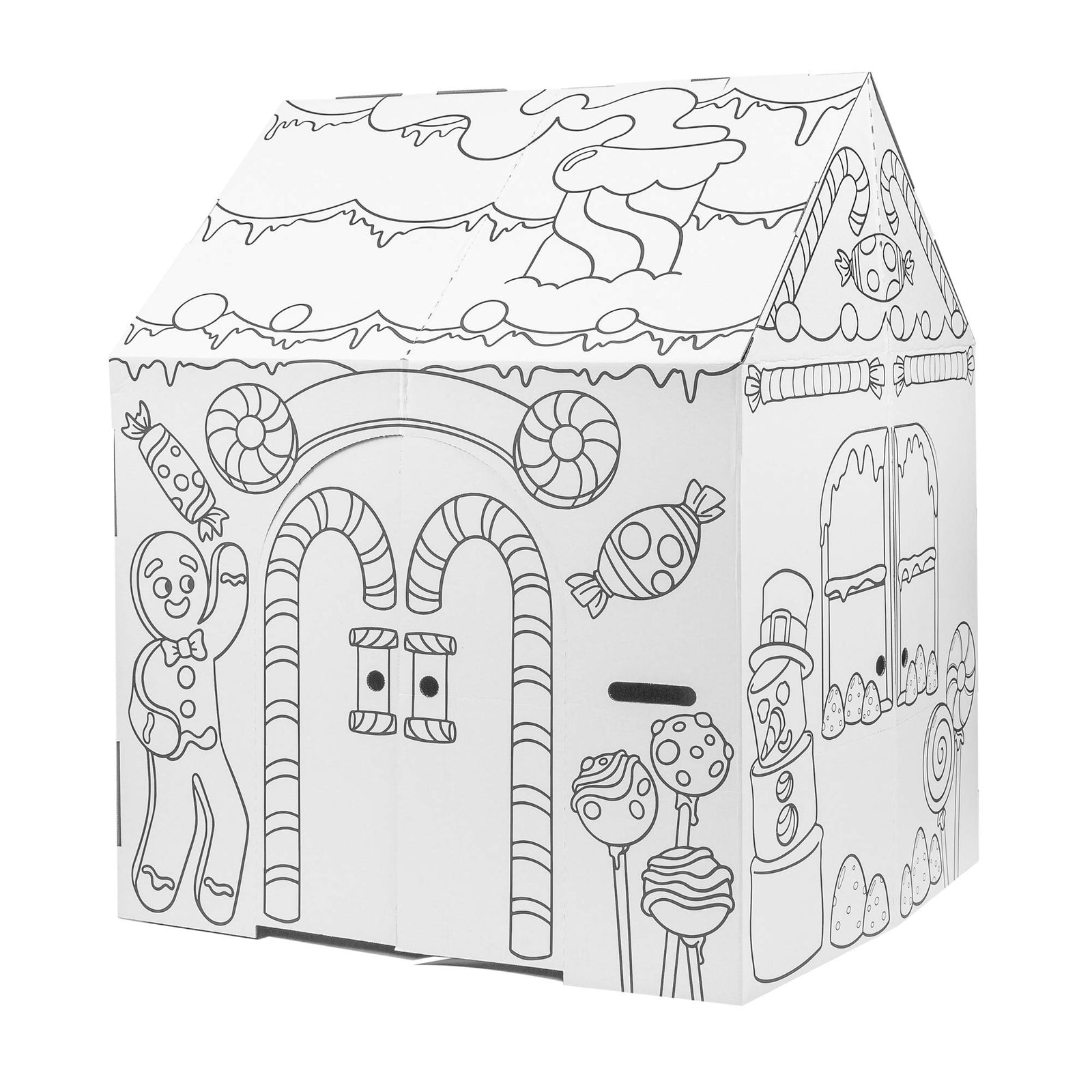 Easy Playhouse Gingerbread House - Kids Art & Craft for Indoor Fun, Color Favorite Holiday Sweets & Winter Friends– Decorate & Personalize a Cardboard Fort, 32" X 26. 5" X 40. 5" - Made in USA, Age 3+